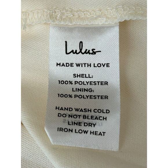 Lulus Dress Size Large Be a Dear Tie Front Mini in Cream Smocked Back Swiss Dot - Picture 10 of 14